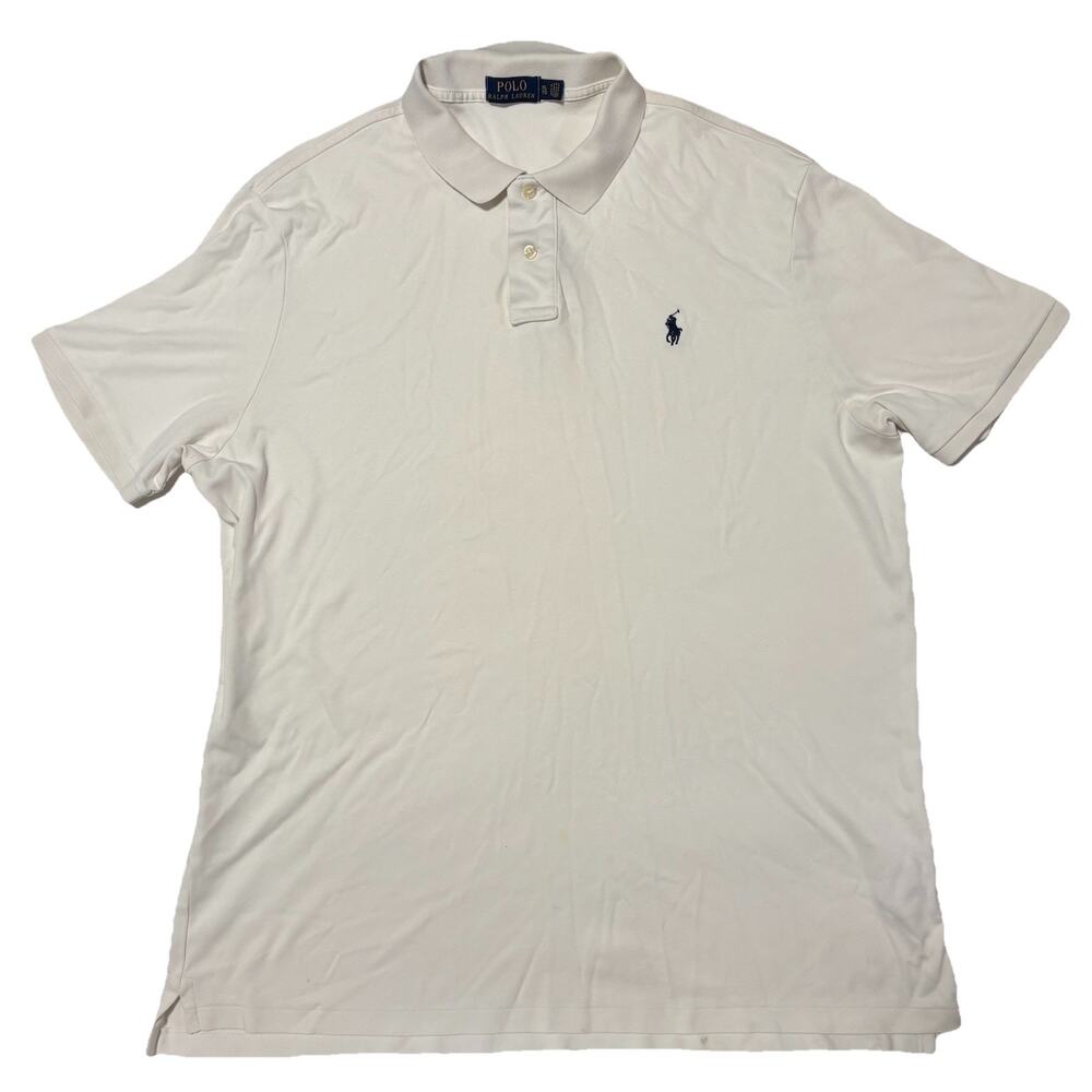 Ralph Lauren Polo Shirt Mens Size XL White Pony Casual Short Sleeve